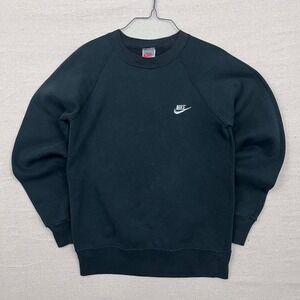 Vintage 90s Nike Black Embroidered White‎ Swoosh USA Made Crewneck Sweatshirt